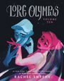 Text oben: "Lore Olympus Volume Ten". 
Illustration zeigt zwei stilisierte Figuren in Blau und Rosa, eng umschlungen.