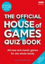 „The Official House of Games Quiz Book“, begleitet BBC-Serie, Spiele für die Familie. Roter Hintergrund mit blauen Akzenten.
