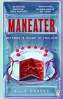 „MANEATER: Revenge is tough to swallow“ – eine Torte im Gefrierschrank, die innen wie rohes Fleisch aussieht.