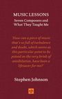 "Music Lessons: Seven Composers and What They Taught Me" von Stephen Johnson auf rotem Hintergrund.