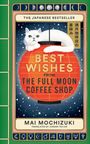 "Best Wishes from the Full Moon Coffee Shop". Illustration einer weißen Katze auf einer roten Laterne.