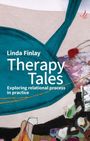 Text: "Linda Finlay Therapy Tales Exploring relational process in practice." Abstrakte Illustration in bunten Farben.