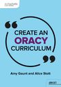 "Create an Oracy Curriculum" in einem Kreis, Autoren: Amy Gaunt und Alice Stott. Links ist ein Logo. Rechteck mit "John Catt".
