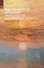 Texte: "The Possibility of Amazement, Awakening the Five Spiritual Faculties, Nagapriya." Illustration eines Sonnenuntergangs.