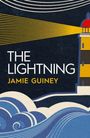 „THE LIGHTNING“ und „JAMIE GUINEY“ in klarer Schrift. Illustration: Ein Leuchtturm strahlt über stilisierte Wellen.