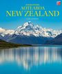 „ENCHANTING AOTEAROA NEW ZEALAND. LIZ LIGHT“. Schneebedeckte Berge spiegeln sich in einem ruhigen See.