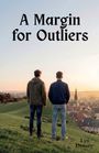Text: "A Margin for Outliers", "Lyn Denzey". Zwei Personen stehen auf einem Hügel und blicken auf eine Stadt im Sonnenuntergang.