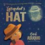 „Grandad’s Hat“ in großen Buchstaben mit Illustration eines lächelnden Mädchens und eines gezeichneten, freundlichen älteren Mannes im Sternenbild-Stil.