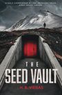 Titel: The Seed Vault. Autor: H.B. Viegas. Schneebedeckter Berg, rotes Tor, einsame Figur im Hintergrund.