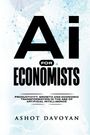 "AI for Economists" von Ashot Davoyan. Hintergrund: Weltkarte mit technologischen Netzwerkverbindungen.