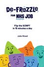 Text: "De-Frazzle your NHS Job. Flip the SCRIPT in 15 minutes a day. Julia Wood." Illustrationen von lächelnden Formen.