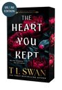 "THE HEART YOU KEPT" in großen Buchstaben, "T L SWAN" darunter. Rote Blumen mit dunklem Hintergrund.
