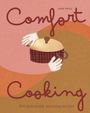 "Comfort Cooking", Illustration mit Händen, die einen Topf halten. Farben sind warm und erdig.