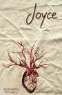 Text: "Joyce", "Elizabeth Mitchell". Illustration eines anatomischen Herzens mit roten, baumartigen Adern auf Stoff.