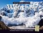 "The Old Farmer’s Almanac Weather 2027" steht oben. Schneebedeckte Berge mit einer Lawine im Vordergrund.