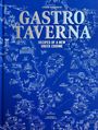 Text: "GASTRO TAVERNA", "RECIPES OF A NEW GREEK CUISINE". Blaues Cover mit Illustrationen griechischer Inseln und Sehenswürdigkeiten.