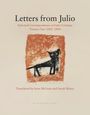 "Letters from Julio," Korrespondenz von Julio Cortázar (1937–1966), Übersetzt von A. McLean und S. Moses. Illustration mit schwarzer Katze auf braunem Hintergrund.