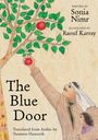 "The Blue Door", geschrieben von Sonia Nimr, illustriert von Raouf Karray. Ein Mann pflückt Apfel an Baum.