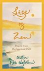 Titel in goldener Schrift: "Lige og Zen". Untertitel: "Poems from the Spiritual Path". Aquarell mit gelben und grünen Tönen.