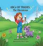 Text: "ABCs OF TRADES: The Electrician". Ein Mädchen mit einer Glühbirne und ein lila Zicklein stehen auf einer Wiese.
