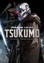 Text: "STAR WARS VISIONS TSUKUMO" von Eiichi Shimizu und Tomohiro Shimoguchi. Illustration: Krieger mit blauem Lichtschwert.