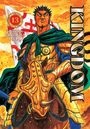 „KINGDOM“, „Story and Art by YASUHISA HARA“, 13. Eine Person in Rüstung auf einem Pferd, kämpferisch wirkend.