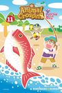 "Welcome to Animal Crossing: New Horizons. Deserted Island Diary. Große rote Fischillustration am Strand gefangen."