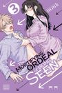 Nummer 3, "The Mortifying Ordeal of Being Seen". Zwei Figuren in lila karierten Hemden, schockiert. Manga-Stil.