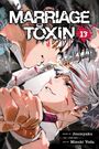 "Marriage Toxin 13" in weißen Buchstaben auf dramatischem Manga-Cover; zwei Figuren im Nahkampf, intensiv und dynamisch.