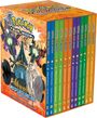 "Pokémon Sun & Moon Complete Box Set Volumes 1-12." Eine bunte Sammlung von Büchern mit Pokémon-Illustrationen auf der Seite.