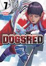"7 Satoru Noda DOGSRED" in fetter Schrift. Eine dynamische Illustration eines Eishockeyspielers in Aktion.