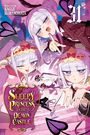 Titel: Sleepy Princess in the Demon Castle. Drei Figuren mit weißen Haaren und verspieltem Ausdruck. Herzen im Hintergrund.