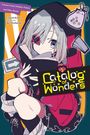 „Catalog of Wonders“, Illustration eines Mädchens mit Kapuze und Buch, fantasievolle Symbole umgeben sie.