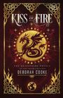 "Kiss of Fire". Drache umgeben von goldenen Ornamenten und Flammen. Stilvolle Illustration mit keltischen Mustern.