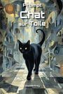 Text: "Prompt Chat sur Toile," "OnchAInfinity." Illustration: Eine schwarze Katze auf einem geometrischen, kunstvollen Hintergrund.