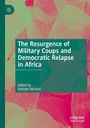 Titel: "The Resurgence of Military Coups and Democratic Relapse in Africa". Herausgeber: Adeoye Akinola. Hintergrund: Pastellfarbene Blätter.