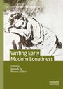 Text: "Writing Early Modern Loneliness" oben. Illustration: Person mit gesenktem Kopf, schwarz-weiß skizziert.