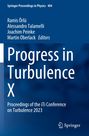 "Progress in Turbulence X" auf blauem Hintergrund. Namen: Ramis Örlü, Alessandro Talamelli, Joachim Peinke, Martin Oberlack. Springer-Logo.