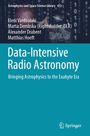 Text: Data-Intensive Radio Astronomy. Illustration mit Zahlen und Weltraummotiven. Rechteckige, zweigeteilte Gestaltung.