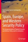 "Spain, Europe, and Western Security Policy" mit gelb-rotem Hintergrund und Sternen, Springer-Logo unten.