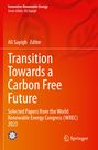 "Transition Towards a Carbon Free Future" in weißem Text auf orangenem Hintergrund, mit Logos unten.