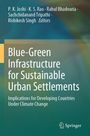 Buchtitel: "Blue-Green Infrastructure for Sustainable Urban Settlements". Autoren: P. K. Joshi und weitere. Springer-Logo. Gradient in Grün- und Blautönen.