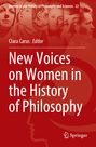 "New Voices on Women in the History of Philosophy" steht in Weiß auf rotem Hintergrund. Oben sind Porträts von Frauen.