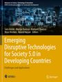 Buchtitel: "Emerging Disruptive Technologies for Society 5.0 in Developing Countries". Hintergrund mit digitalen Icons.