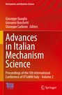 "Advances in Italian Mechanism Science" in Weiß auf rotem Hintergrund, mit IFToMM-Logo unten links.