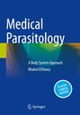 "Medical Parasitology: A Body System Approach" von Khaled ElShewy. Blauer Hintergrund, Sticker "FLASHCARDS INSIDE".