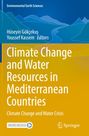 „Climate Change and Water Resources in Mediterranean Countries.“ Illustration: blaue Berglandschaft, gelber Vordergrund.