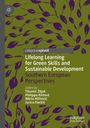 Titel: "Lifelong Learning for Green Skills and Sustainable Development." Design: Lila Blätter auf olivgrünem Hintergrund.