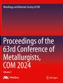 "Proceedings of the 63rd Conference of Metallurgists, COM 2024, Volume I." Text auf rot-violettem Hintergrund. Logos von MetSoc und Springer.