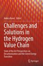 Text: "Challenges and Solutions in the Hydrogen Value Chain" auf buntem, rot-orange gemustertem Hintergrund.